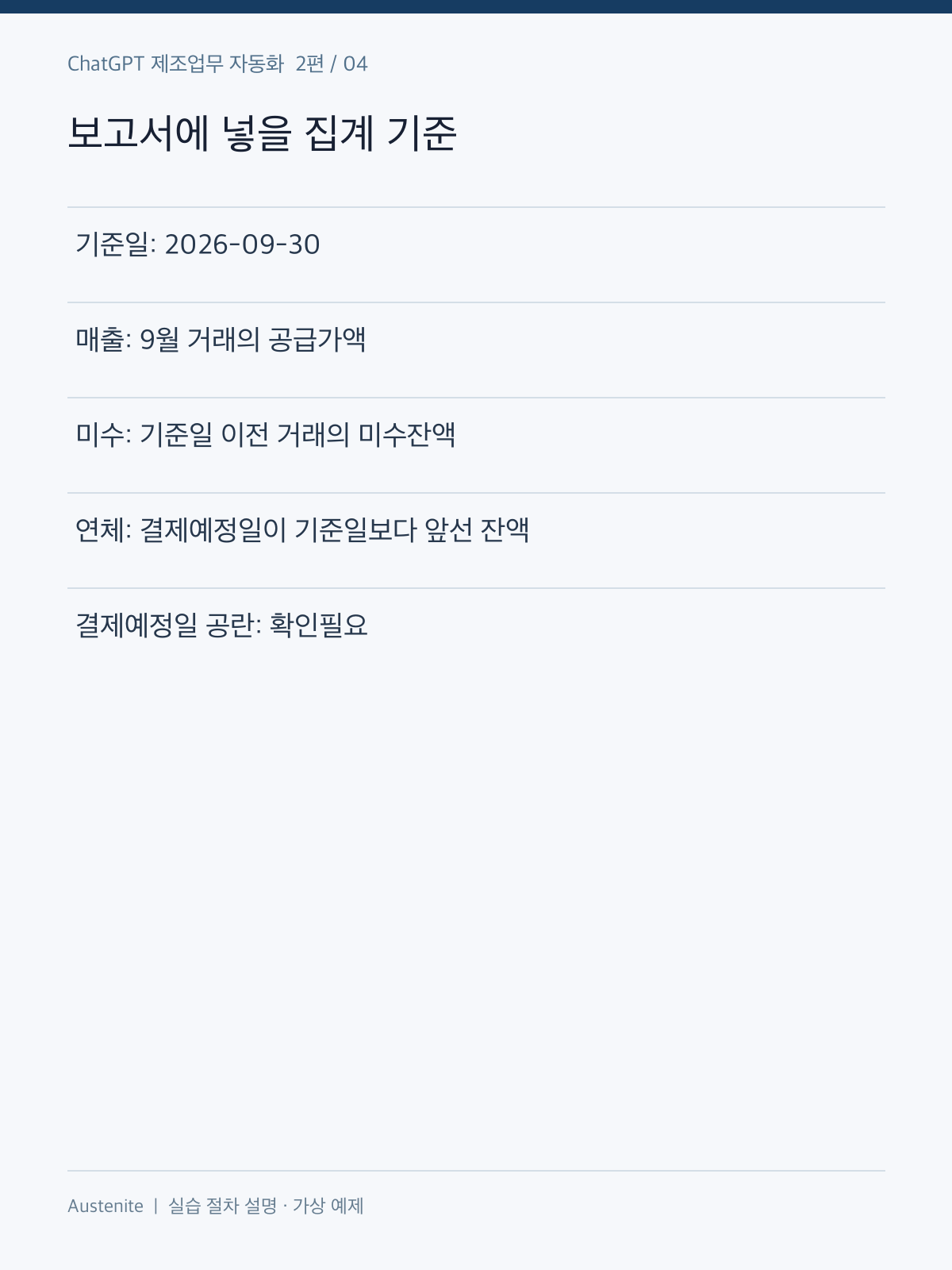보고서에 넣을 집계 기준 — 실습 절차 설명 그림